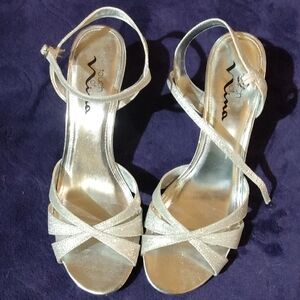 Touch of Nina Silver Strappy Heels